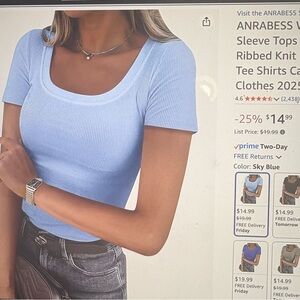 Women's Blue Ribbed Knit Top